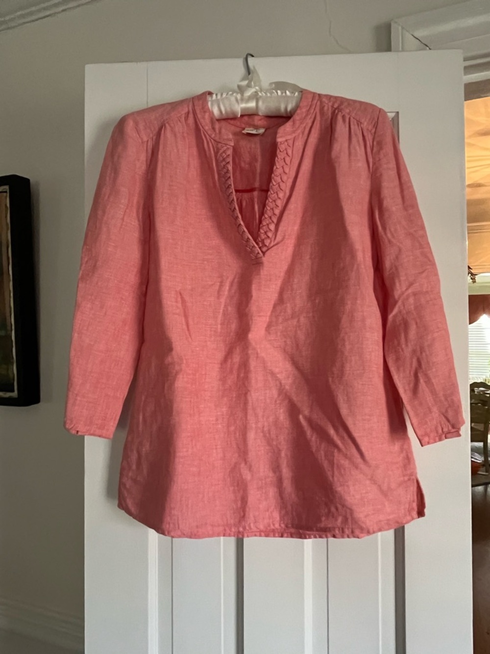 Dana Buchman Pink Braided V-Neck Women's Tunic Top
